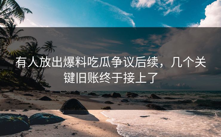 有人放出爆料吃瓜争议后续，几个关键旧账终于接上了