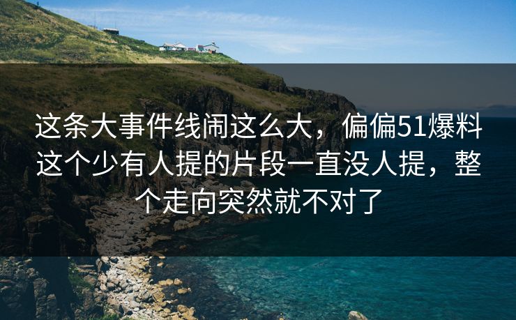 这条大事件线闹这么大，偏偏51爆料这个少有人提的片段一直没人提，整个走向突然就不对了