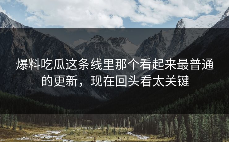 爆料吃瓜这条线里那个看起来最普通的更新，现在回头看太关键