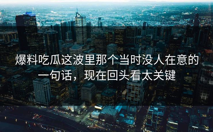 爆料吃瓜这波里那个当时没人在意的一句话，现在回头看太关键