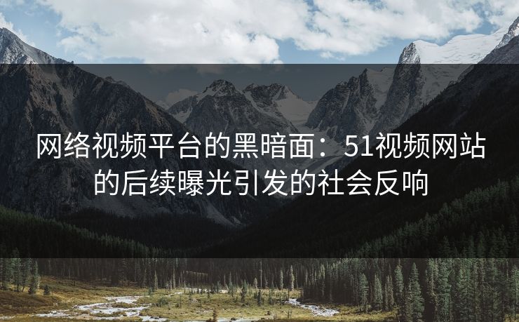 网络视频平台的黑暗面：51视频网站的后续曝光引发的社会反响